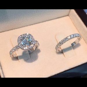 💍 Sterling Silver Halo Bridal/Engagement Set 💍